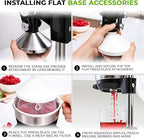 Zulay Kitchen Puplerizer 9 in 1 Cast Iron Juicer - Easy-to-Clean Heavy-Duty Manual Juicer with Presser Attachment to Juice All Types of Fruits! Extra Tall with Stainless Steel Bowl - Black