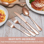 30 Pcs Rose Gold Silverware Set Service for 6, Premium Stainless Steel Flatware Set, Cutlery Utensil Set, Durable Home Kitchen Eating Tableware Set, Include Fork Knife Spoon Set, Dishwasher Safe