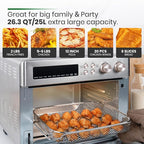 VAL CUCINA Infrared Heating Air Fryer Toaster Oven, Extra Large Countertop Convection Oven 10-in-1 Combo, 6-Slice Toast, Enamel Baking Pan Easy Clean with Recipe Book, Brushed Stainless Steel Finish