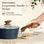 Kitchen Academy Pots and Pans Set Non Stick - 12 Piece Induction Kitchen Cookware Sets, Blue Granite Nonstick Cooking Pans Set