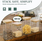 LIBWYS Kitchen Glass Jars Set with Bamboo Lids for Storage (1pcs - 1.22Qt) - Stackable Square Food Jars for Pantry Organization, Coffee, Flour, Snacks, Tea | Kitchen Canisters Set
