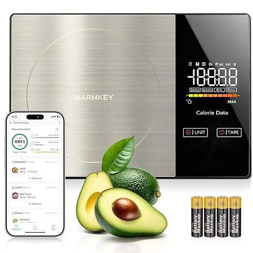 Smart Nutrition Food Scale - Digital Kitchen Scale with Nutritional Calculator App,Tare Function,Track Calories &24 Nutrients,11lb, Grams/Ounces, Healthy Eating & Meal Prep