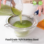 18/8 Stainless Steel Mesh Strainer: U-Taste 5.5 Inch Kitchen Fine Mesh Sieve Food Colander with Riveted Sturdy Silicone Handle and 30 Mesh Hole for Straining Flour, Pasta, Fruit, Quinoa(Midnight Blue)