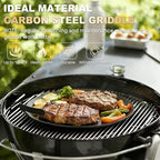 Universal 17" Round Carbon Steel Griddle for Grill Gas/Electric Stove Induction Cooktop and Oven, Thick Heavy-duty Carbon Steel, Vegetable Oil Pre-seasoned Nitrided Coating Process