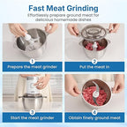 Electric Blender and Food Processor Combo: 4 in 1 Food Grinder for Grinding Meat Coffee, Peeling Garlic & Juicing, 350W Food Chooper with 1.8L Stainless Steel Bowl & 2 Cups, 2 Speed, White