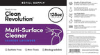 Clean Revolution Multi Surface Cleaner Refill Supply, Non-Toxic, Eco-Friendly & Plant-Based, Ready to Use, Seaside Lavender, 128 Fl Oz (1 Gallon)