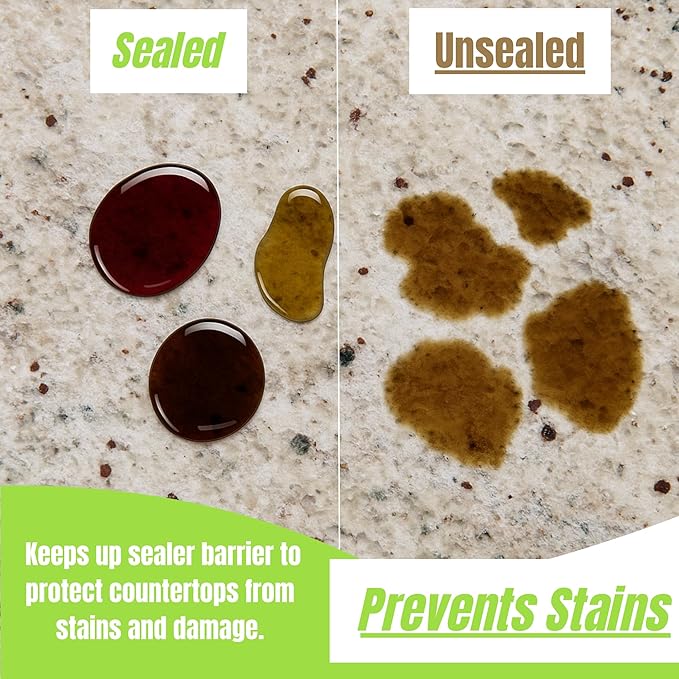 Granite Plus (Cleaner & Sealer) Deep Cleans & Seals All Natural Stone Countertops + Ultimate Grout Cleaner with Brush – Safe for Natural Stone - Acid Free - Lifts Dirt & Stains (2pack)