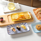 Selamica Ceramic Rectangular Salad Plates Set, Dinner Plate 9.4 Inch Dessert Plates for Party Entertaining, Small Serving Plates for Appetizers, Sushi, Fruit, Set of 4, Assorted Colors