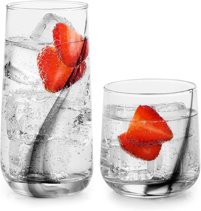 Libbey Ascent Black Ribbon 16 Piece Tumbler and Rocks Glass Set
