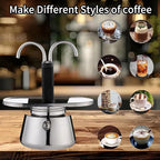 Stainless Steel Moka Pot,2 Cup Stovetop Double Spout Espresso Maker, Easy to operate, Making Coffee Quickly,100ML Moka Pot for Home Outdoor Camping