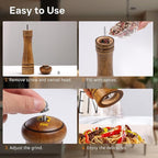 Wood Salt and Pepper Grinder, Salt Grinder and Pepper Mill, Oak Wood Shakers with Adjustable Ceramic Grinders - 10 inches, 1 Pack