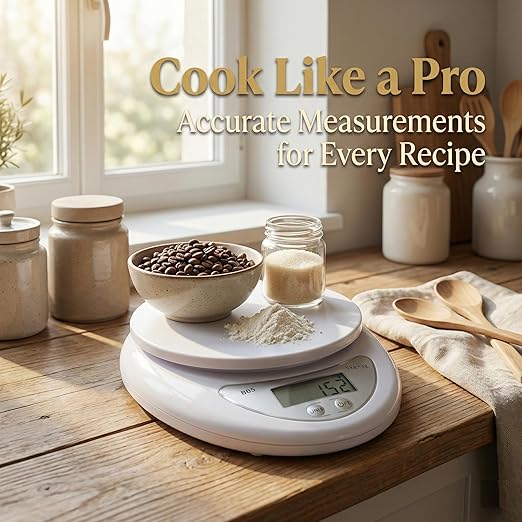 Digital Kitchen Scale – Food Scale for Cooking & Baking (5 kg/11 lb) – High-Precision Weight Scale in Grams Oz Lb – Stainless Platform with LCD Display & Tare Function – Batteries Included