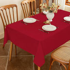 Winter Red Textured Fabric Tablecloth Rectangle, Faux Linen Stain Resistant Table Cloth for 6 Foot Rectangular Table, Reusable for Dinig Party Holiday Decoration, 60 x 84 Inch