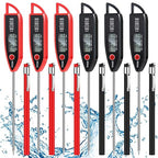 Copkim 6 Set Waterproof Food Thermometer for Water, Liquid, Candle and Cooking Digital Meat Thermometer with Long Probe Instant Read for Kitchen BBQ Grill Candy (Black,Red)