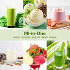 Cold Press Juicer Machines,Fretta Nifty Slow Masticating Juicer Machines with PCTG Material from the USA,Fit Whole Fruits & Vegetables-Easy to Clean,High Juice Yield,BPA Free (Ink-black)