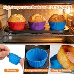 Reusable Non-Stick Silicone Baking Cups, Food Grade BPA Free Cupcake Muffin Liners, Oven & Dishwasher Safe Easy Release, Multicolor Rainbow, 24 Pack, for Muffins Cupcakes