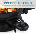 Aroma Housewares AEW-306 Electric Wok with Tempered Glass Lid Easy Clean Nonstick, Cooking Chopsticks, Tempura and Steaming Racks, Professional Model, Black