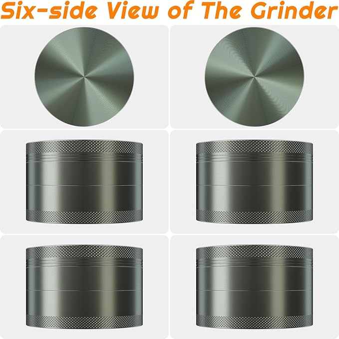 3.0-inch Gripper Grinder, Aluminum Seasoning Spice Crusher (Grey)