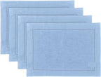 Solino Home Linen Cloth Placemats Set of 4-100% Pure Linen Hemstitch Cornflower Blue Placemats 14 x 19 Inch - Classic Hemstitch Table Place Mats for Holiday, New Year