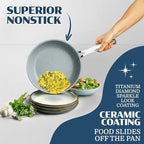 Granitestone Ceraluxe 20 Pc Ceramic Cookware Set Nonstick, Complete Pots and Pans Set Non Stick with 5 Pc Bakeware Set, Deep Frying Pan Set, & Steamer, Non Toxic PFOA Free, Oven & Dishwasher Safe