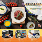 Wheat Straw Dinnerware Sets of 32, Unbreakable Plates and Bowls Sets Service for 8, Dinner Plate/Dessert Plate/Bowl/Cup, for Outdoor Camping RV Apartment Essentials - Island Color