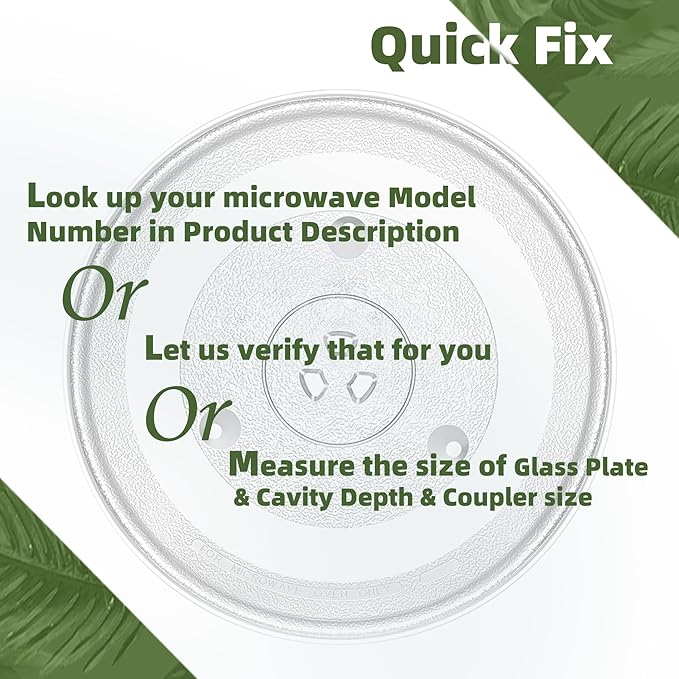 12.4 inch microwave glass turntable for 12570000008334 Toshiba microwave glass plate Compatible with FFMV1645 series Frigidaire Microwave and 12 3/8 JES1145 series GE microwave plate WB48X30612