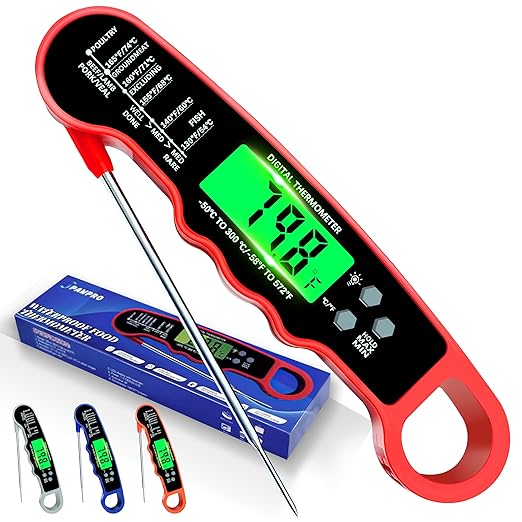 Meat Thermometer Digital, Instant Read Meat Thermometer with Backlight & Magnet for Kitchen, Beef, Grill, Turkey,IP67 Waterproof Cooking Thermometer