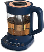 Vianté Electric Kettle With Infuser. No Plastic In Contact With Water. Hot Tea Maker With Temperature Control And Automatic Shut Off. 1.5 Liters Capacity | Midnight Blue Color