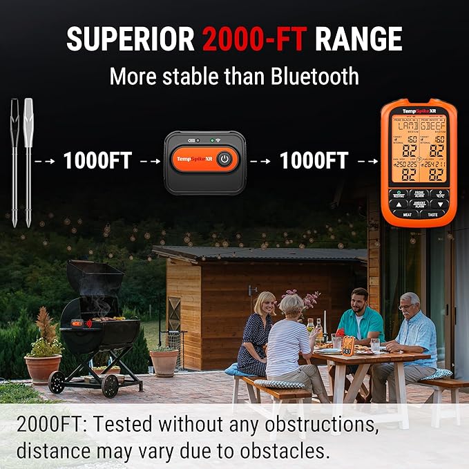 TempPro TempSpike 2000FT Wireless Meat Thermometer Digital with 2 Ultra-Thin Meat Probe, Grill Thermometer Wireless for Smoker, BBQ, Grill, Turkey, Kitchen Cooking Thermometer (Previously ThermoPro)