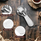 Stainless Steel Coffee Scoop Set - 3 Pc Measuring Spoons (1 Tbsp & 2 Tbsp Scoop) for Ground Coffee, Tea, Sugar Or Flour, Short Handles