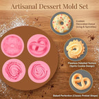 Donut Fondant Molds 4Pcs Silicone Cookie Molds for Baking Cake Decorating Candy Chocolate Flower Paste Sugar Craft Marzipan Jelly Mousse Clay Projects Resin Gypsum