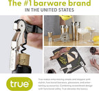 True 3-Piece Barware Set for Mixed Drinks and Cold Brew Cocktails, Includes Cocktail Shaker Tin, Cocktail Mixing Glass with 7 Printed Recipes, and Hawthorne Strainer, Home Bar Tools, Bartender Gifts