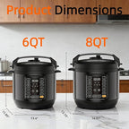 HealSmart 6QT Electric Pressure Cooker, 16-in-1 & Non-Stick Stainless Steel Multi Cooker with 12 Presets for Slow Cook, Meat Stew, Steam, Sauté, Canning, Yogurt Maker, Dishwasher Safe, Black