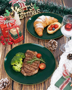 PULOTE 200PCS Green Plastic Plates - Heavy Duty Green Disposable Include 100 Each (10 inch Dinner & 7 inch Dessert) Plates for Christmas Party