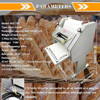 Commercial Baguette Shaper Machine 50g-1200g Adjustable Dough Roller for French Bread, 1800pcs/hr High-Capacity Bread Molder with Wool Belt, Bakery Equipment 110V
