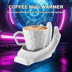 Devil's Hand Heating Mug Warmer Set - 3 Temp Settings & 8H Timer, Coffee Cup Warmer Plate for Desk Auto Shut Off, Ideal Beverage Warmer Gift for Coffee, Tea, Milk (White)