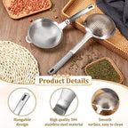 2 Pcs Large Holes Slotted Colander Frying Spoon Set With Handle, Fine Mesh Stainless Steel Sieve Food Strainer, Spider Strainer Skimmer, Handheld For Kitchen Cooking Tool