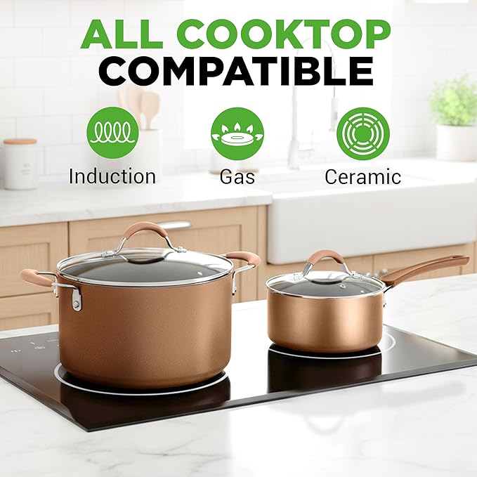 Nutrichef 20 Piece Professional Home Kitchen Cookware and Bakeware, Pots and Pans Set Non Stick Kitchenware, Cool-Touch Handles, Non Toxic, Safe for Gas, Electric, Induction Cooktops, Easy Clean