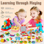 4 in 1 Dough Sets 70 PCS for Kids Ages 4-8, Dough Tools Kit with Ice Cream Noodle Hamburger Cake Maker Machine, Kitchen Creations Art Crafts Food Play Toys for Boys Girls Ages 3+
