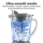 Hamilton Beach Power Elite Wave Action Blender For Smoothies, 40 Oz Glass Jar, 12 Functions Including Puree, Crush Ice, 700 Watts, Grey (58153J)