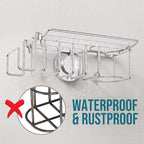 TAILI Sponge Holder with Strong Suction Cup, 4-in-1 Rustproof Sink Organizer - Sink Caddy Holds Sponges, Brushes, Stoppers & Scrapers -Silver