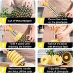 Pineapple Corer, [Upgraded, Reinforced, Thicker Blade] Newness Premium Pineapple Corer Remover, Stainless Steel Pineapple Core Remover Kitchen Tool with Sharp Blade for Diced Fruit Rings, Yellow