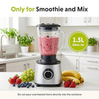 Simple Deluxe Food Processor Blender Combo, 300W Multifunctional Electric Kitchen Tool with 1.5L Glass Jar & 6-Cup Chopper, Ideal for Slicing Dough Meat Puree, 2 Adjustable Speeds & Safety Lock, Black