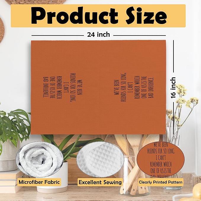 Funny Sarcastic Friend Gifts Orange Kitchen Towels, Humorous Friendship Gifts Hand Towels for Bathroom, Long Distance Friendship Gifts Decorative Tea Towels Dish Towels,BFF Gifts, 16x24 Inch