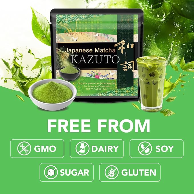 Kazuto Classic Grade Matcha Green Tea Powder - Premium First Harvest Single Origin USDA Organic Gluten-Free Vegan, 100% Pure Unsweetened No Additives from Shizuoka 1.06oz
