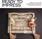 Besti Rustic Vintage Food Serving Trays (Set of 2) | Nesting Wooden Board with Metal Handles | Stylish Farmhouse Decor Serving Platters | Large: 15 x2 x11” - Small: 13 x2 x9” inches (Rustic)