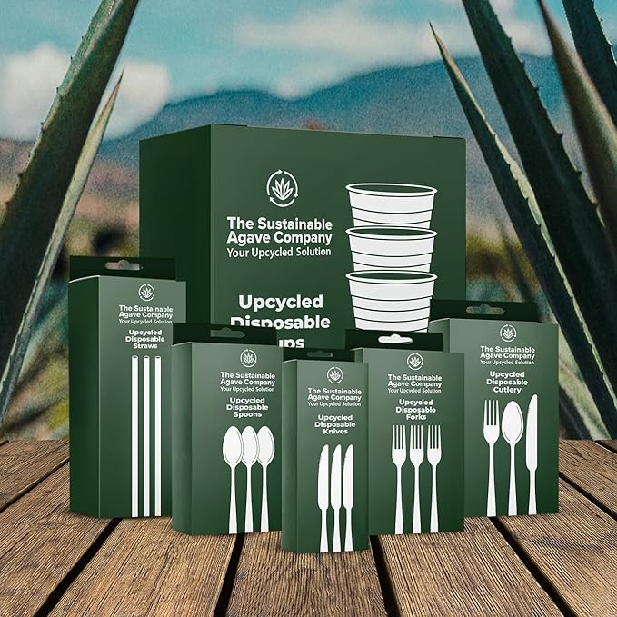 Sustainable Agave Co - Agave Fiber Cutlery - 12 Sets / 36 Pieces - Plant-Based, Made With Upcycled Materials - Bulk Brown Forks, Knives & Spoons Variety Pack