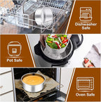 P&P CHEF 6 Inch Cake Pans Set, Round Baking Pan Stainless Steel Layer Birthday Wedding Cake Oven Pans, Non Toxic & Heavy Duty, Deep Side & Mirror Finish, Dishwasher Safe, (4Pcs)