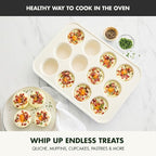 GreenPan Bakewell 12-Cup Muffin Pan, Healthy Ceramic Nonstick Bakeware, PFAS-Free Cupcake Mold, Durable Baking Tray, Versatile Kitchen Essentials, Easy Clean Ovenware, Black