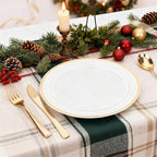 WELLIFE 72PCS Gold Plastic Plate, 10.25Inch Disposable Dinner Plate Party with Gold Rim, Heavy Duty Disposable Plastic Plates for Party, Wedding, Birthday and Christmas